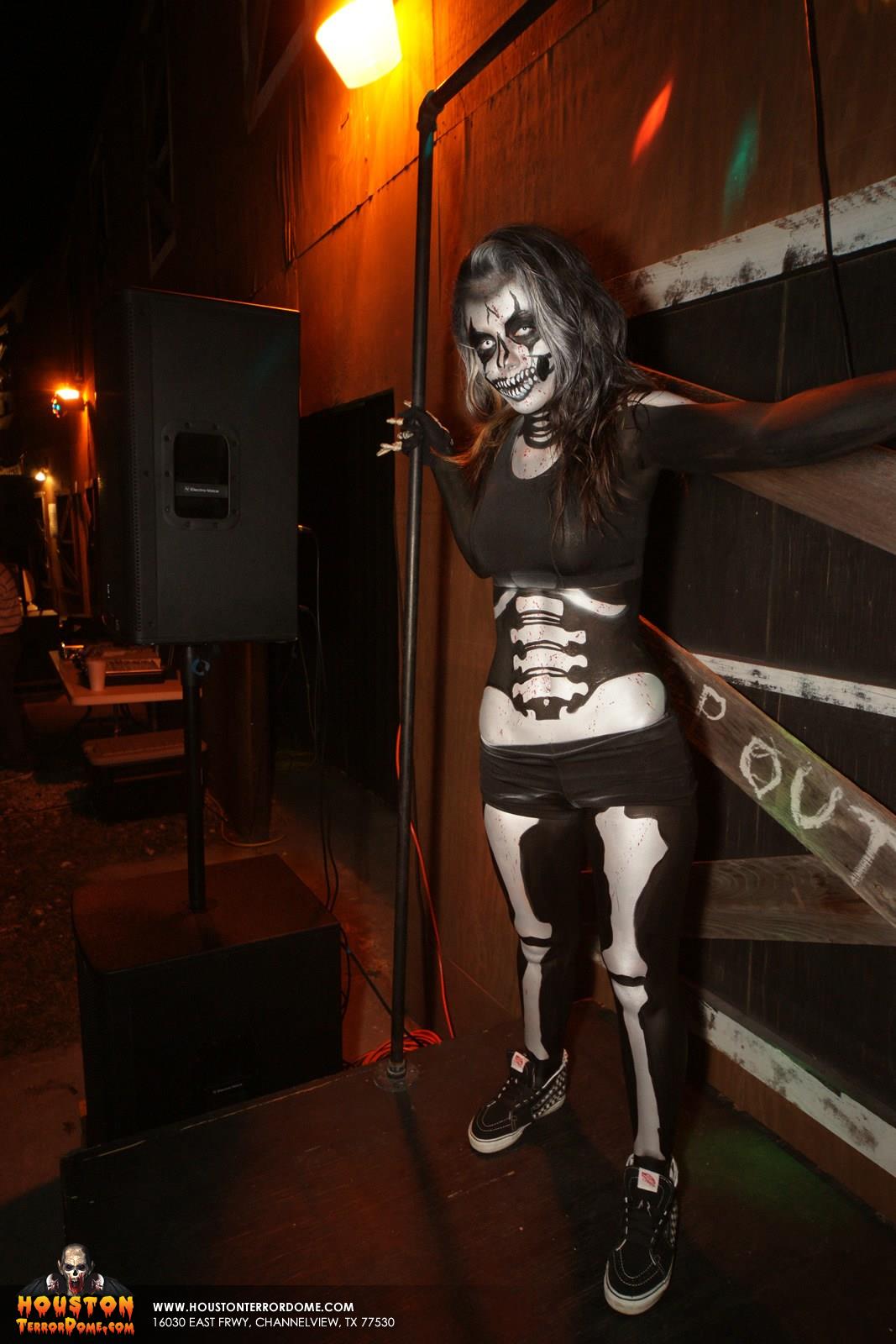 Zombie dancer getting ready. 