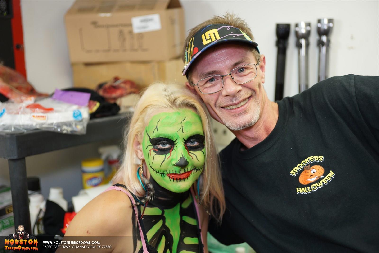 Female Zombie posses with Makeup Artist Cory