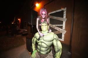 Hulk and zombie dancer. 